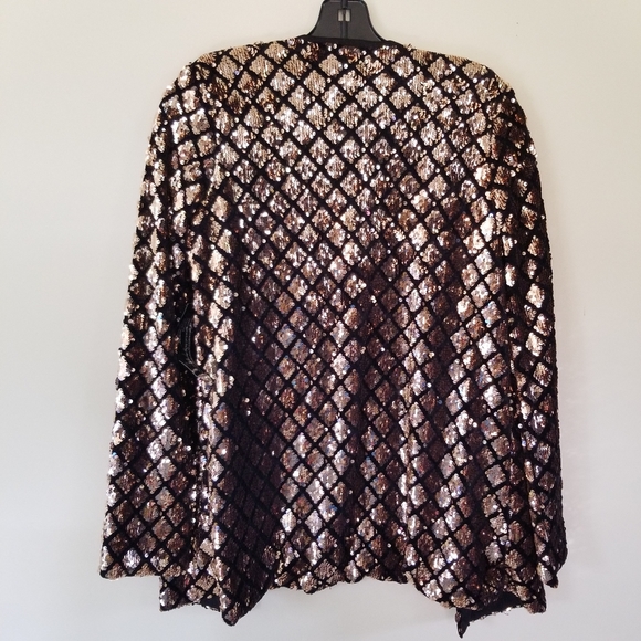 Nwt Revolve WYLDR Cross Fire Sequin Blazer in Copper Padded Shoulder Size Small - Picture 6 of 8